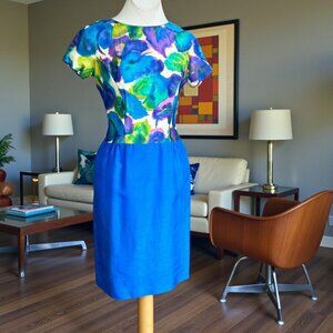 Carol Craig Vintage 50s 100% Silk Blue Cocktail Dress and Jacket